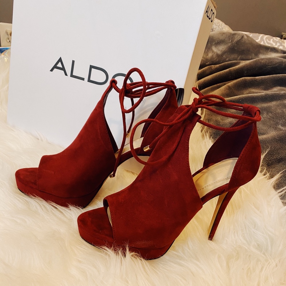 Aldo Burgundy Suede Heels